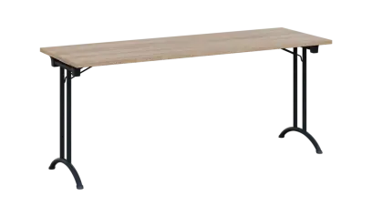 SLA 180 lak skládací jednací stůl 1800x600, deska 25 mm, podnož černý lak, deska dub bardolino